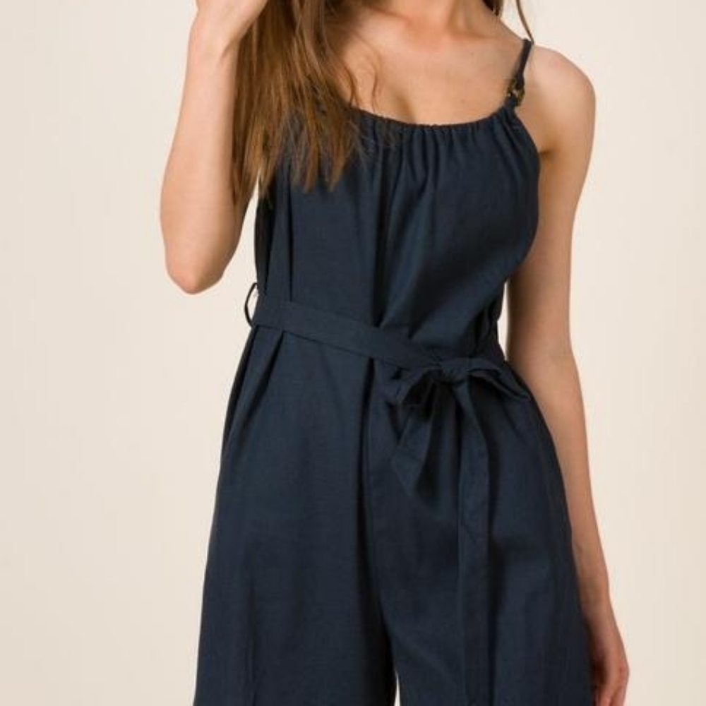 Deep Navy Linen Romper